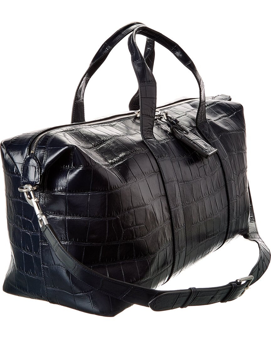 Mulberry Heritage Medium Clipper Matte Croc-Embossed Leather Duffel Bag