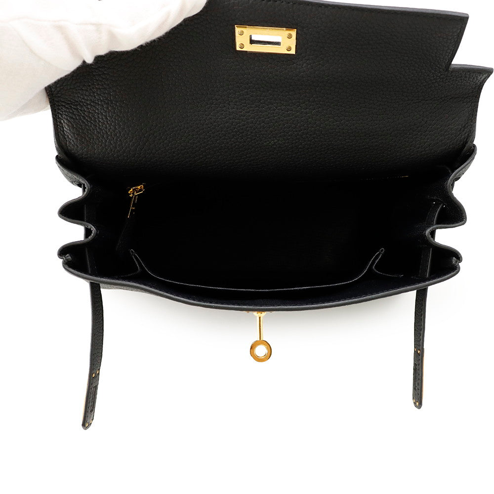 HERMES Kelly Retourne Black Togo Leather Size 25