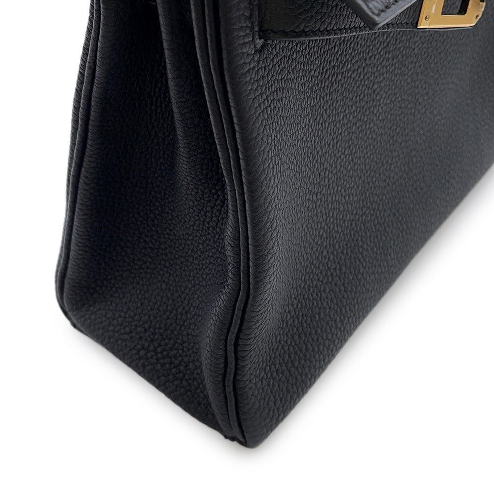 HERMES Kelly Retourne Black Togo Leather Size 25