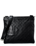 Gucci Black Guccissima Flat Messenger Bag