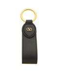 Valentino Vlogo Plaque Leather Keychain
