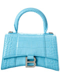 Balenciaga Hourglass Xs Croc-Embossed Leather Top Handle Satchel
