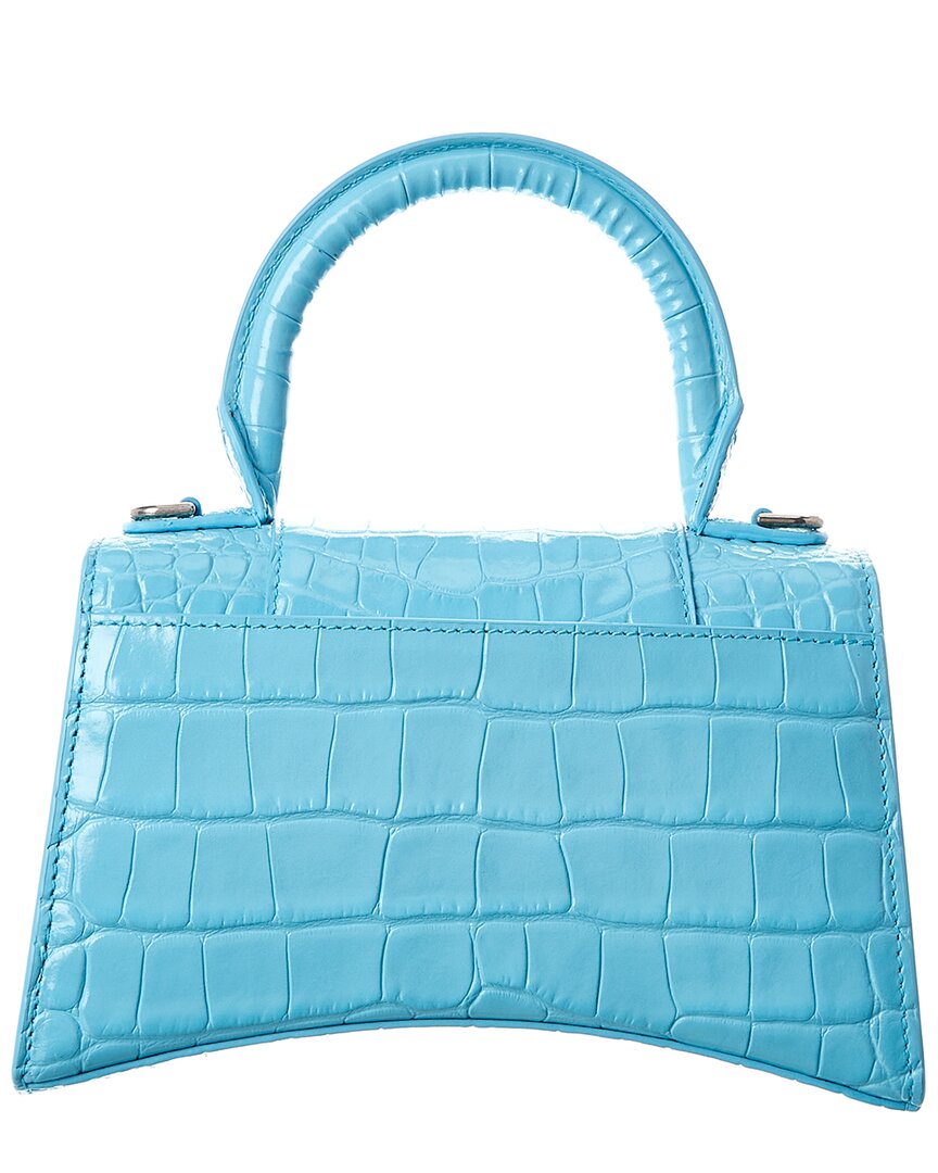 Balenciaga Hourglass Xs Croc-Embossed Leather Top Handle Satchel