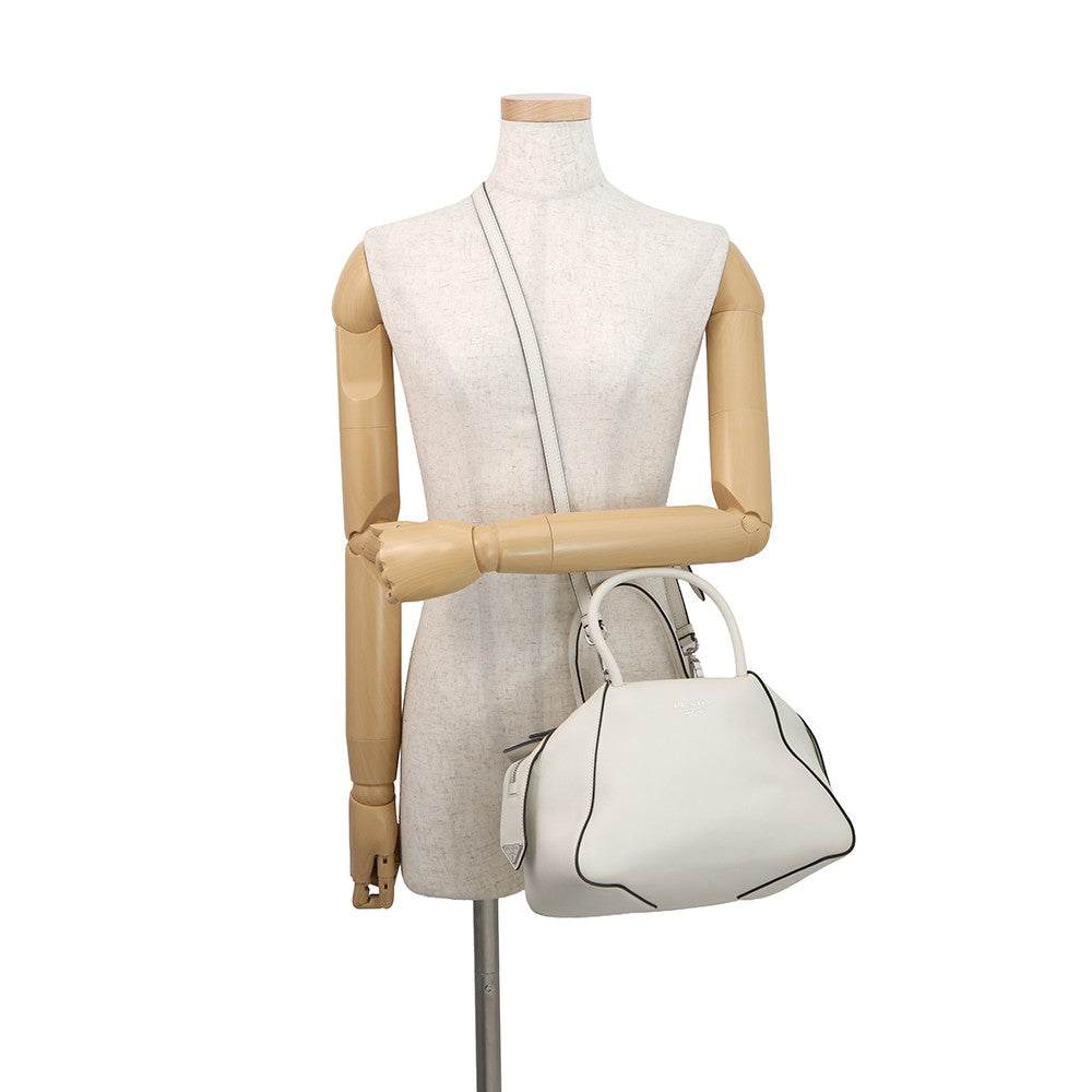 PRADA Supernova 2WAY Bag White1BA365 Leather Size Medium