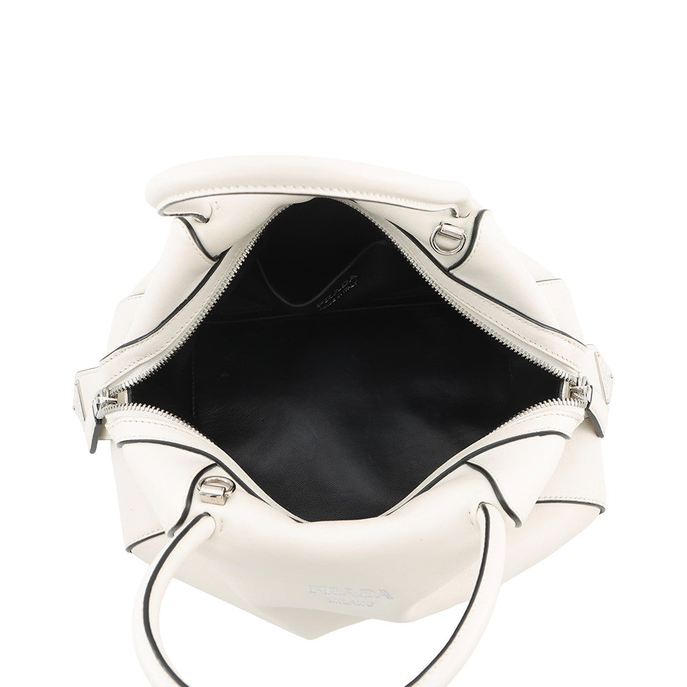 PRADA Supernova 2WAY Bag White1BA365 Leather Size Medium
