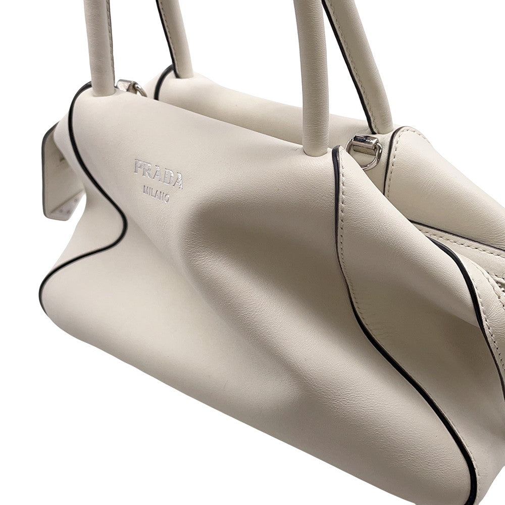 PRADA Supernova 2WAY Bag White1BA365 Leather Size Medium