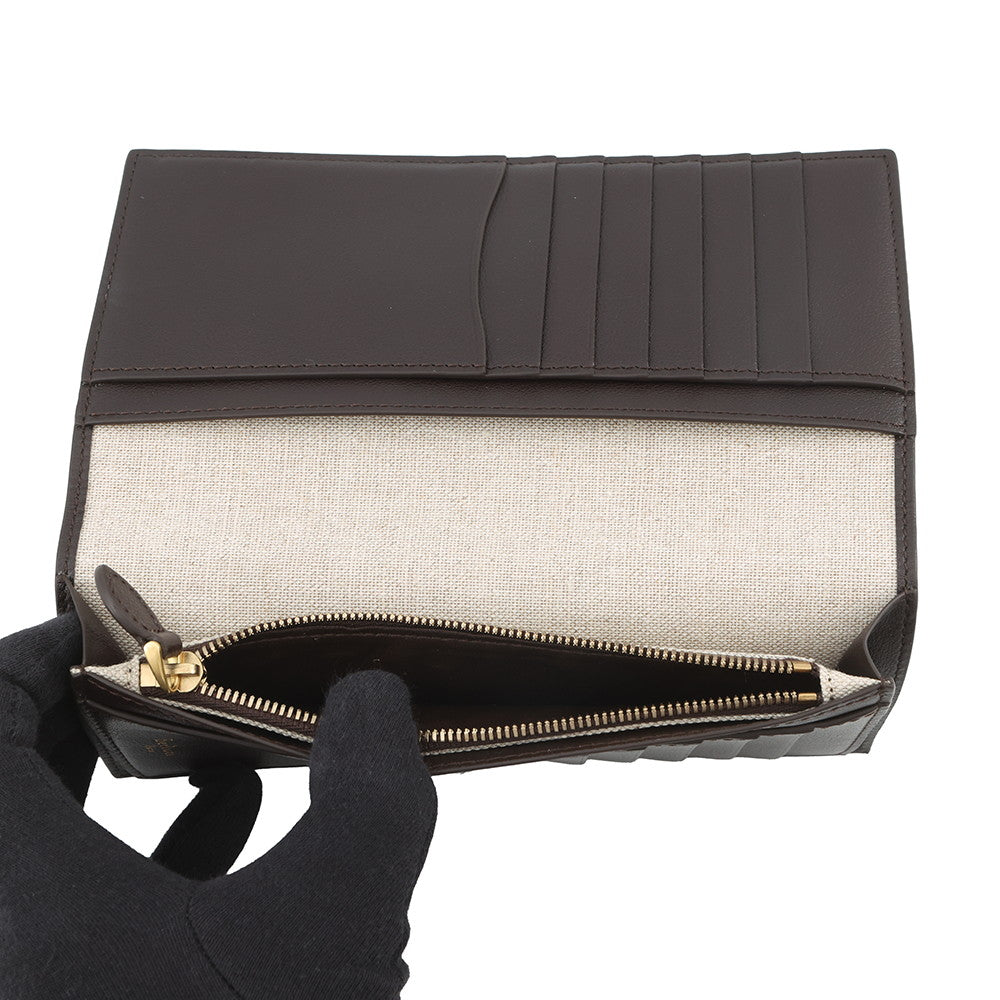 Berluti Batty Toile Marbouf Long Wallet Dark Brown Leather