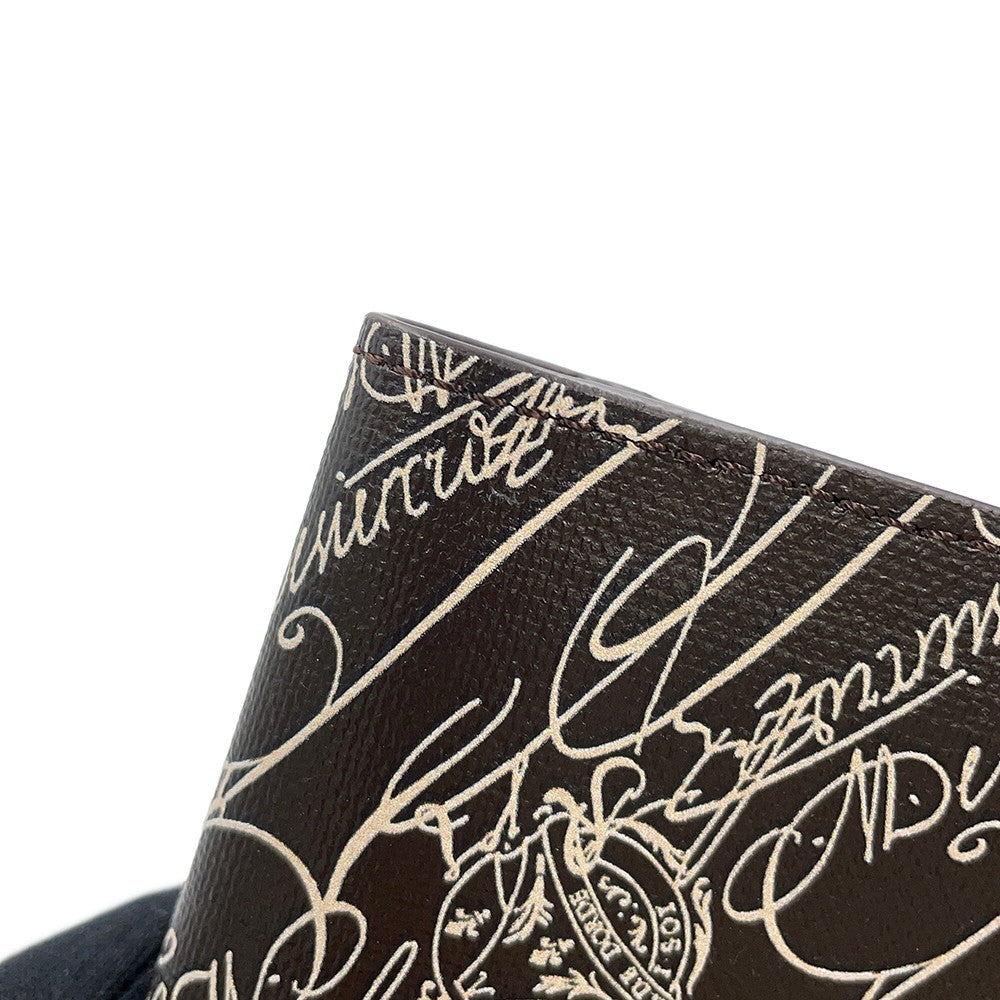 Berluti Batty Toile Marbouf Long Wallet Dark Brown Leather