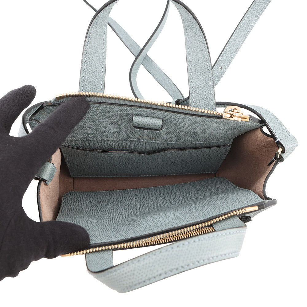 Valextra Valextra Mini Paspa 2WAY Bag Gray/Beige/Black Leather