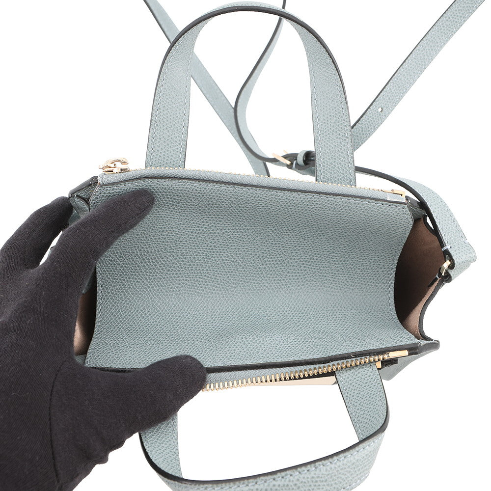 Valextra Valextra Mini Paspa 2WAY Bag Gray/Beige/Black Leather