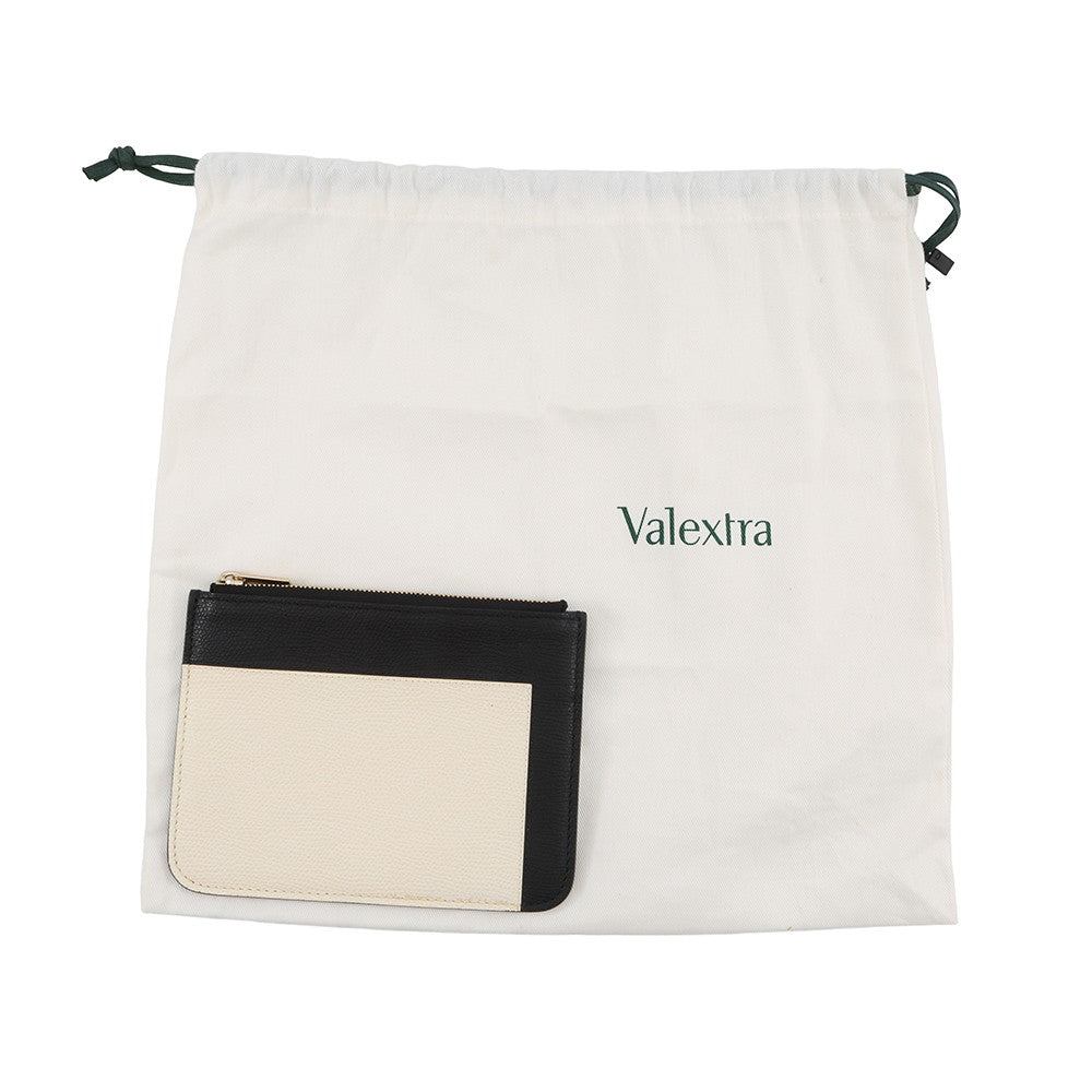 Valextra Valextra Mini Paspa 2WAY Bag Gray/Beige/Black Leather