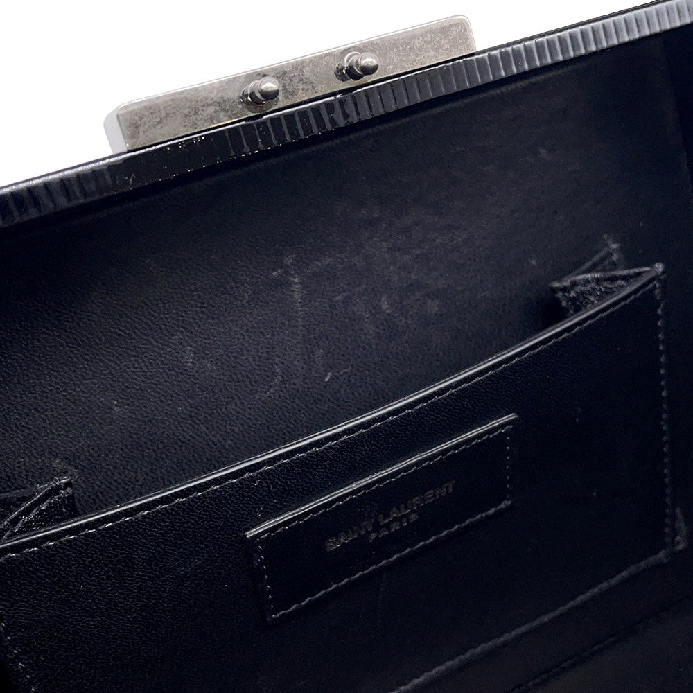 SAINT LAURENT PARIS 2WAY vanity bag Black Patent Leather