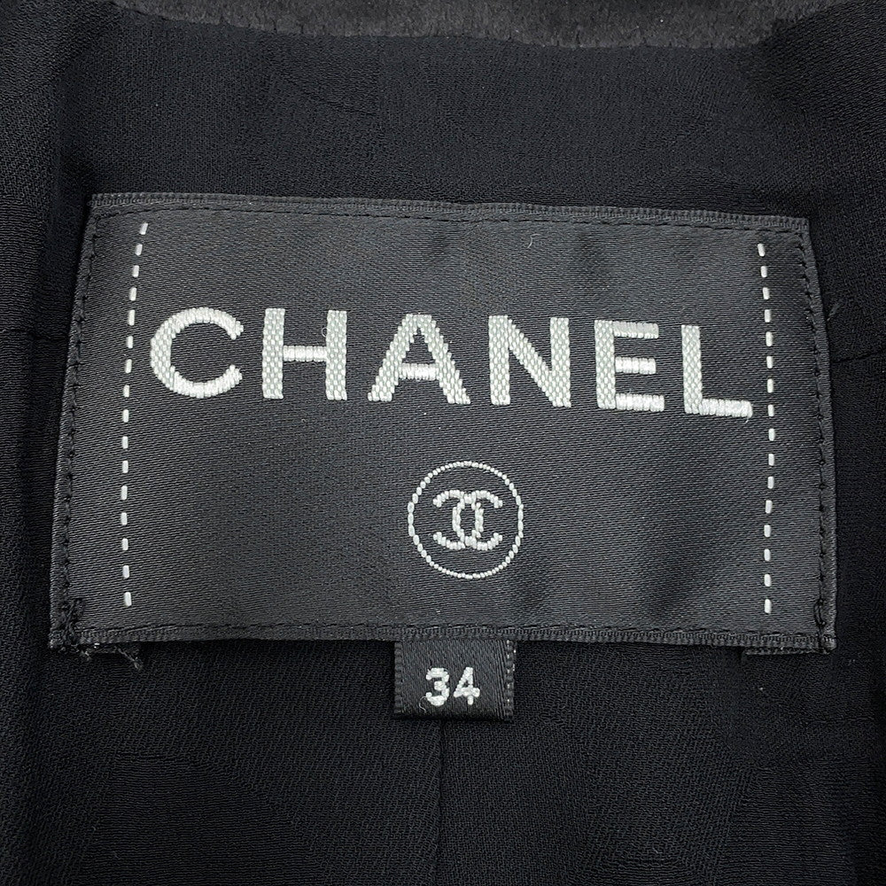 CHANEL Collarless Jacket Size 34 BlackP61936-V30843-94305 Wool80% Silk12% Polyamide8%