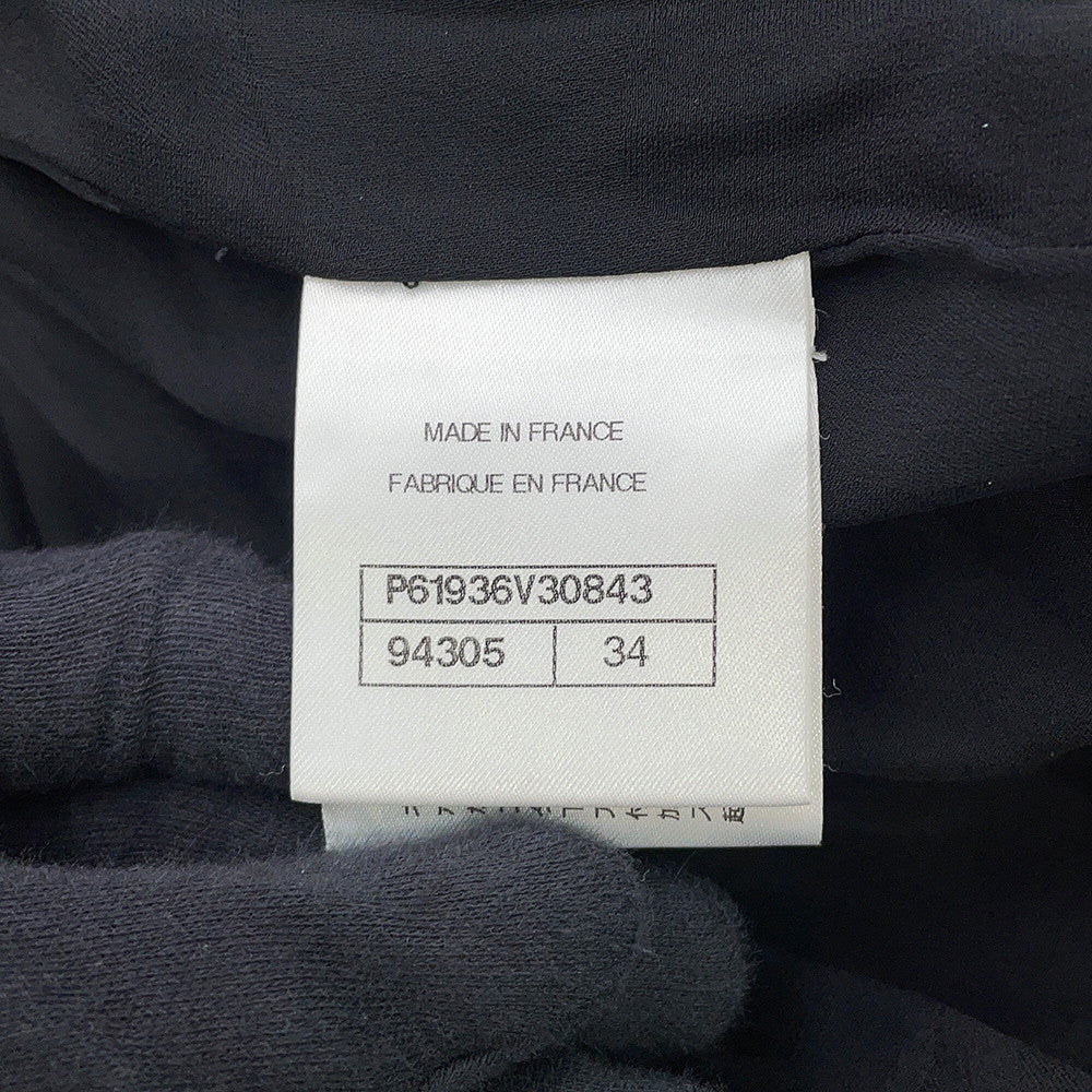 CHANEL Collarless Jacket Size 34 BlackP61936-V30843-94305 Wool80% Silk12% Polyamide8%