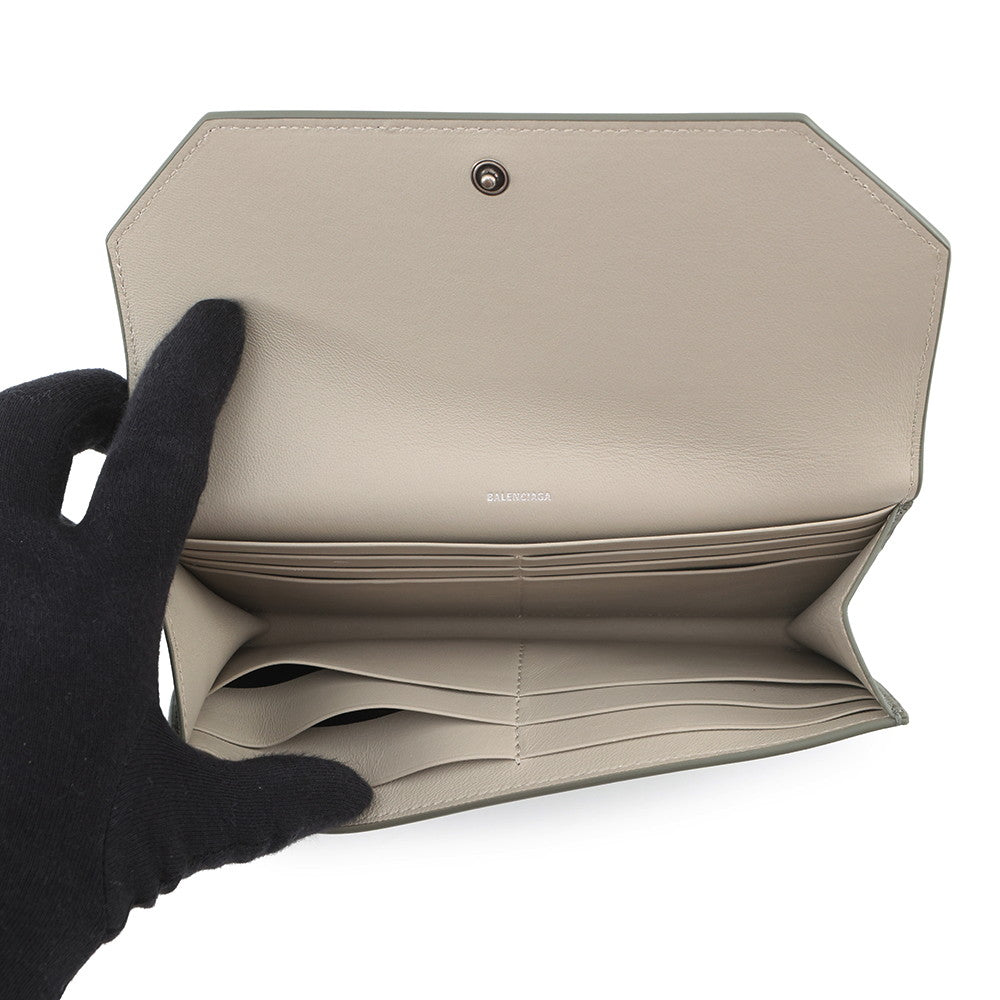 BALENCIAGA Envelope Long Wallet Card Holder Japan Limited Edition Army Green7861712AABX3262 Smooth Calf Leather