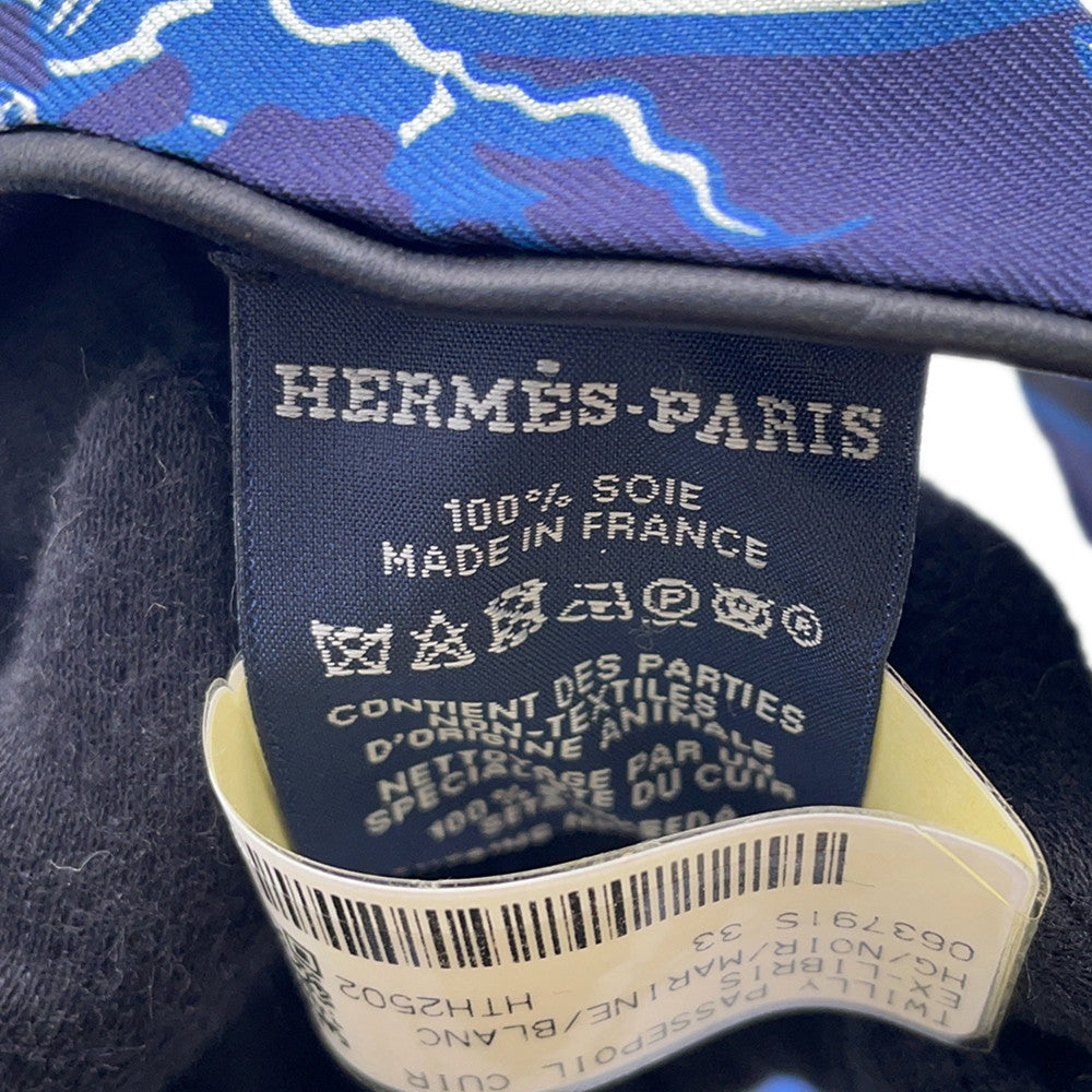 HERMES Twilly EX-LIBRIS Black / Marine / White Silk100% Leather