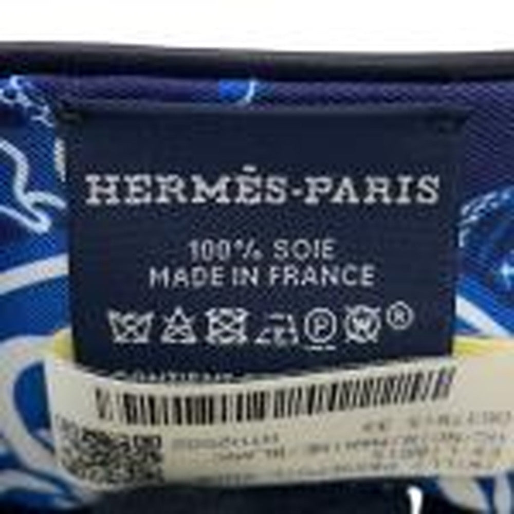 HERMES Twilly EX-LIBRIS Black/Marine/White Silk100% Leather