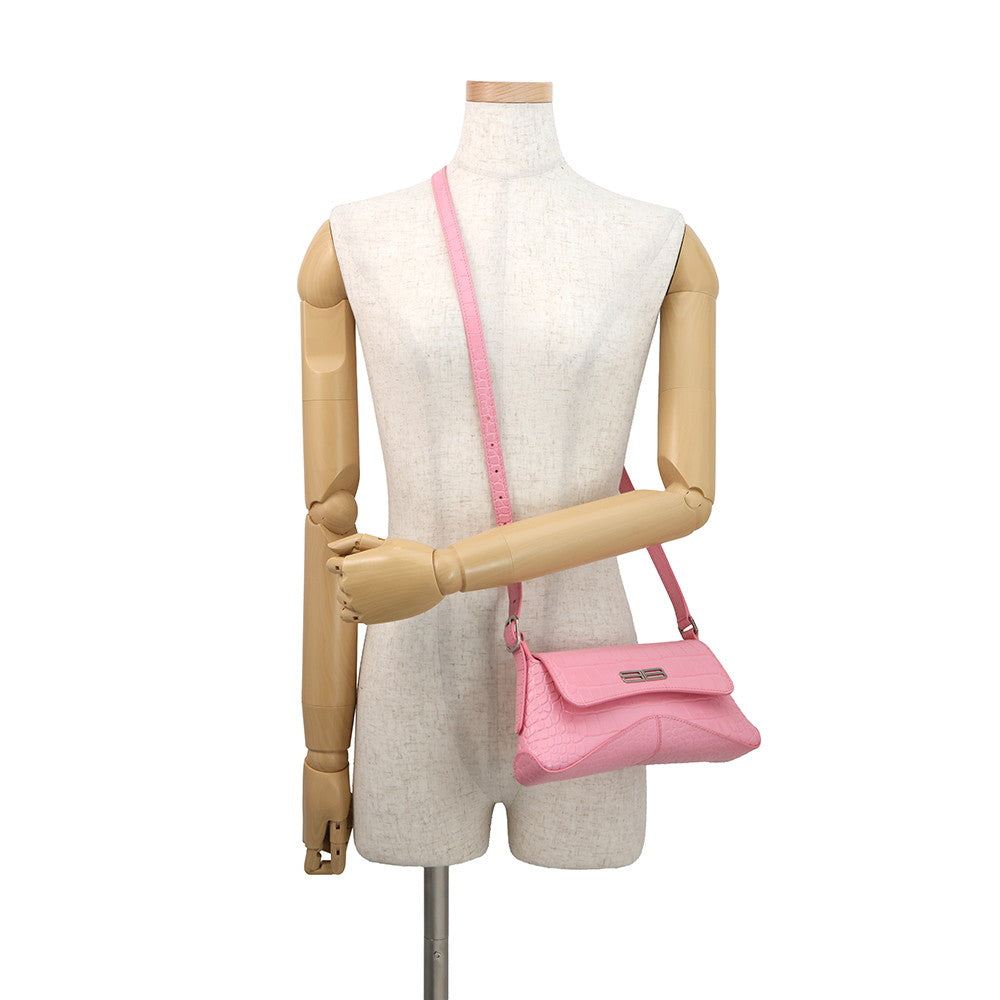BALENCIAGA XX Cross Body Bag Pink6956452108X5812 Croco embossed leather Size Small