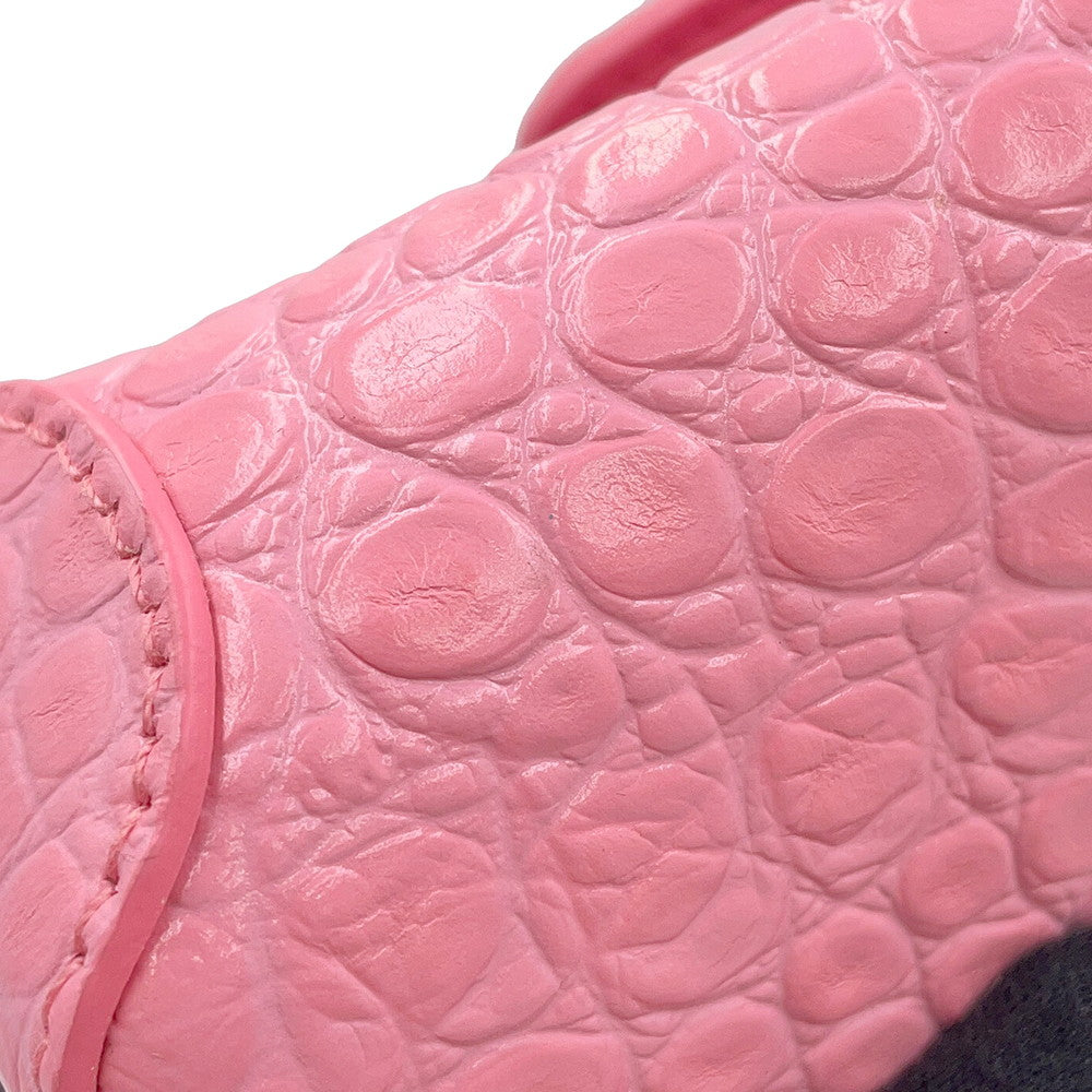 BALENCIAGA XX Cross Body Bag Pink6956452108X5812 Croco embossed leather Size Small