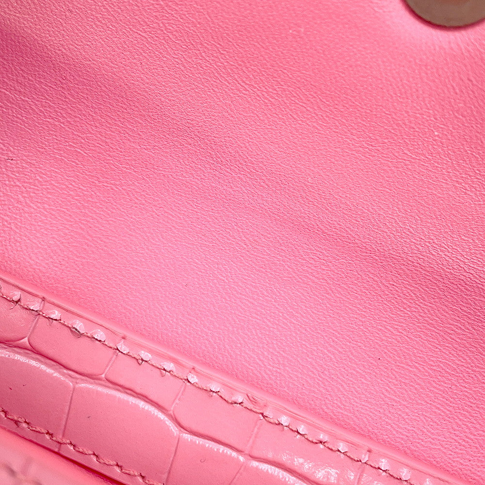 BALENCIAGA XX Cross Body Bag Pink6956452108X5812 Croco embossed leather Size Small