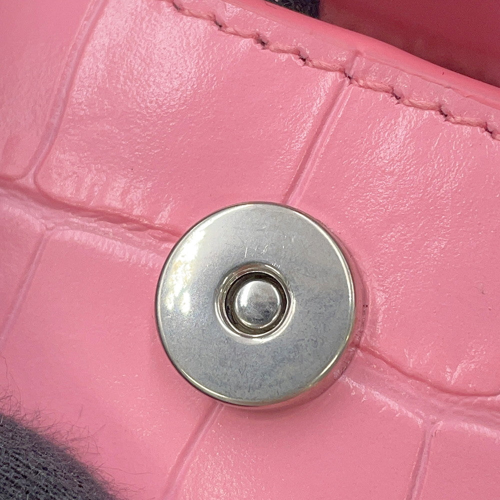 BALENCIAGA XX Cross Body Bag Pink6956452108X5812 Croco embossed leather Size Small