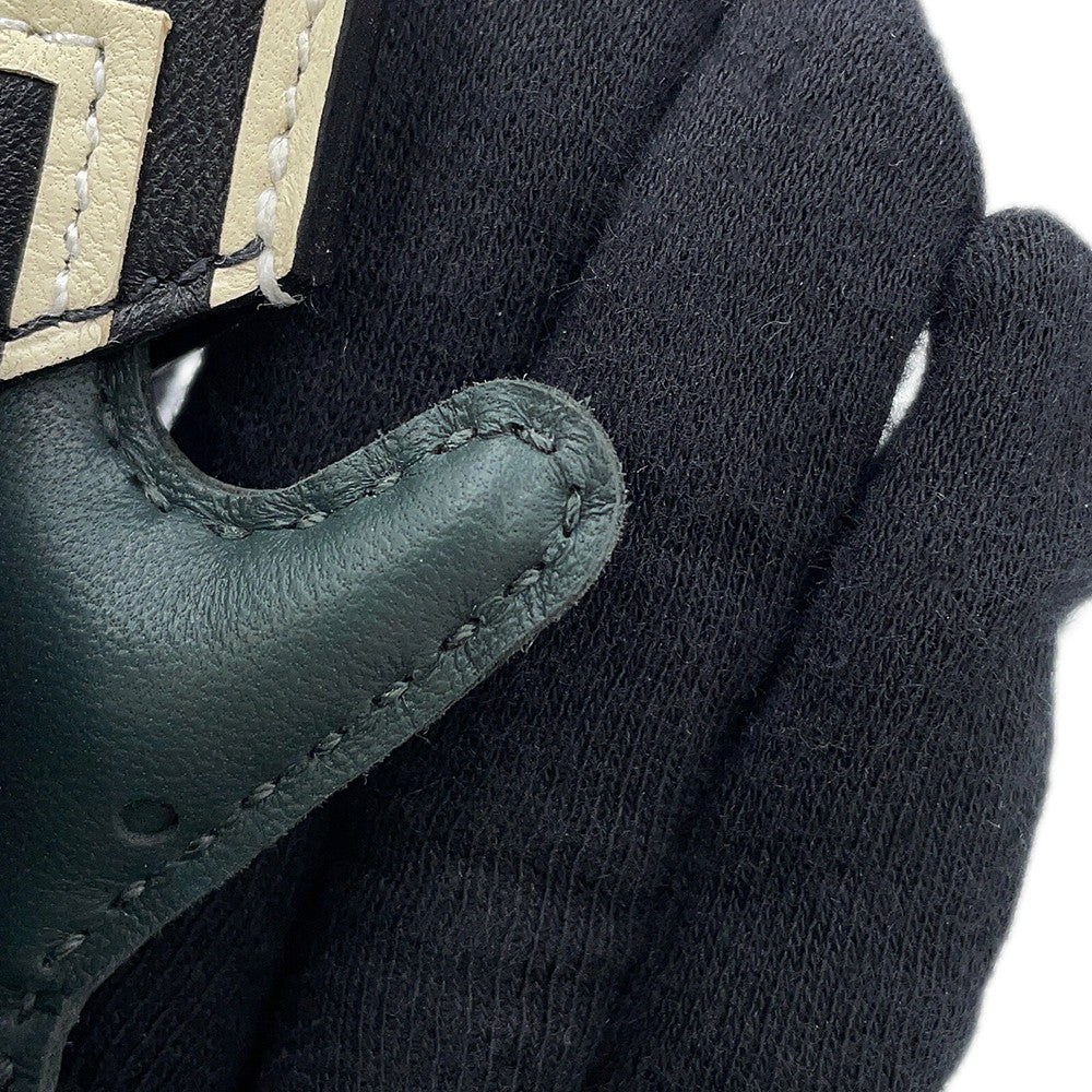 HERMES Rodeo Loveo 24 Vert Mangrove / Black / Craie Lambskin Swift Leather Size PM