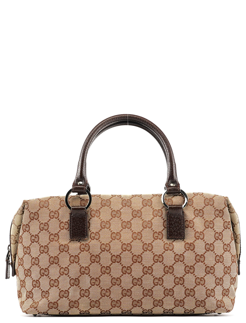 113009 Beige Brown GG Canvas Boston Bag