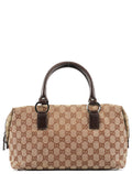 113009 Beige Brown GG Canvas Boston Bag