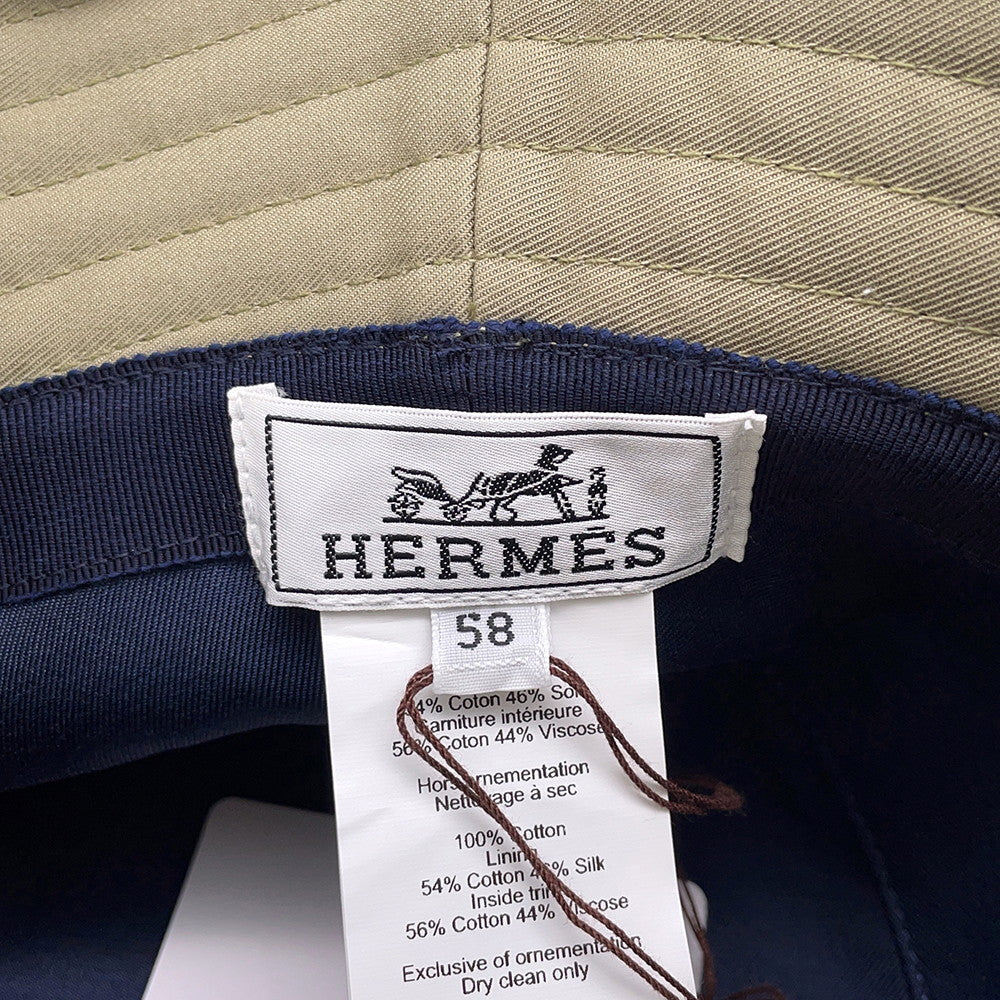 HERMES Hat 《Harper H Electric》 Embroidery Size 58 SausageH252010N Cotton100%