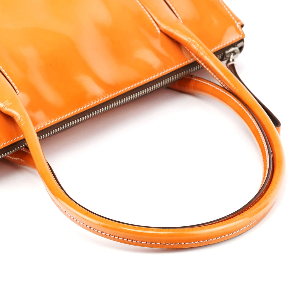 Orange Spazzolato Leather Boston Bag