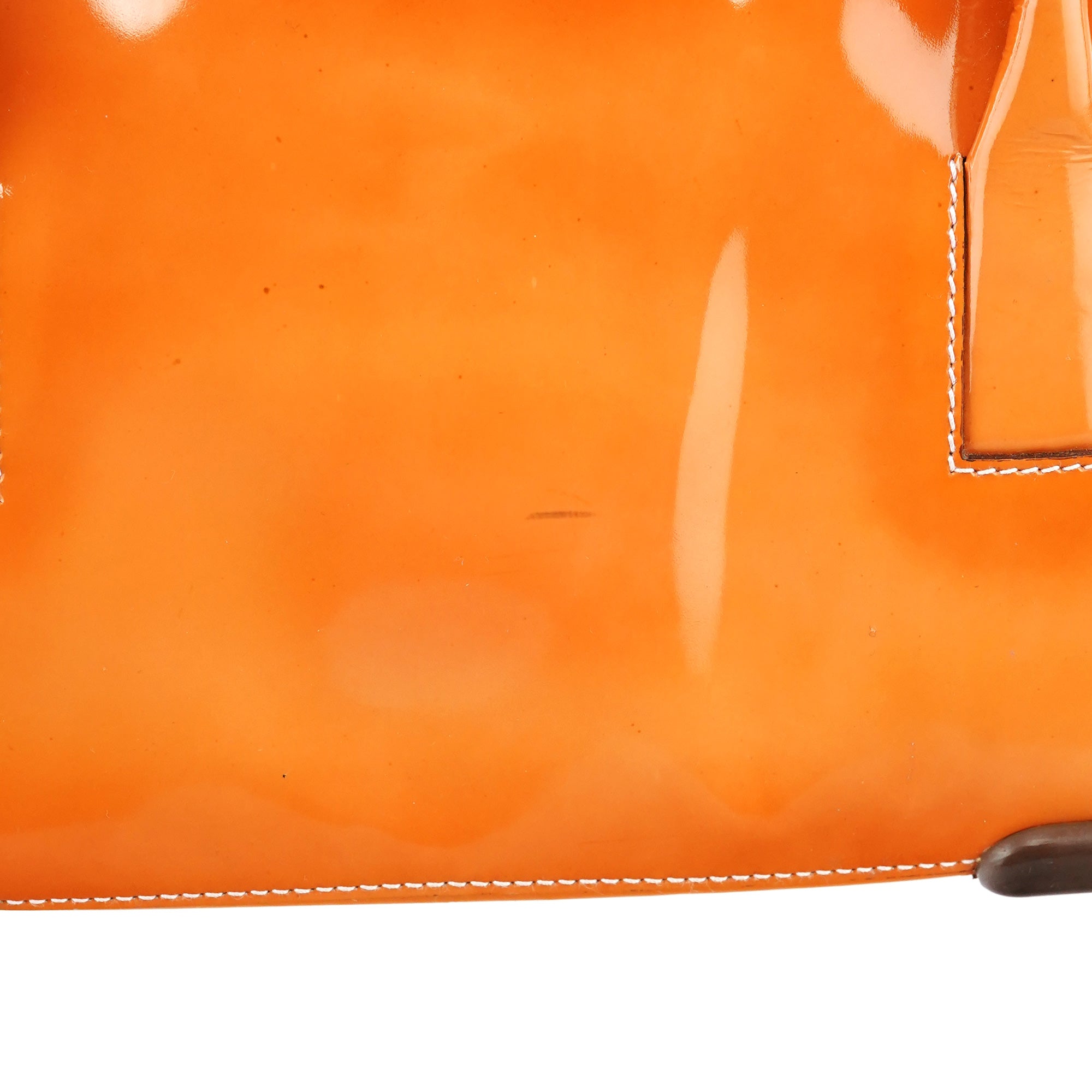 Orange Spazzolato Leather Boston Bag