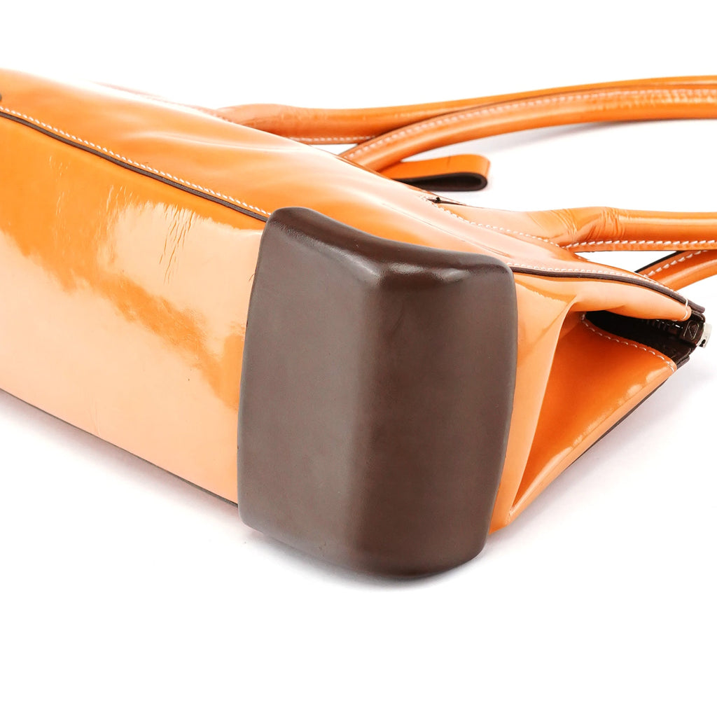 Orange Spazzolato Leather Boston Bag