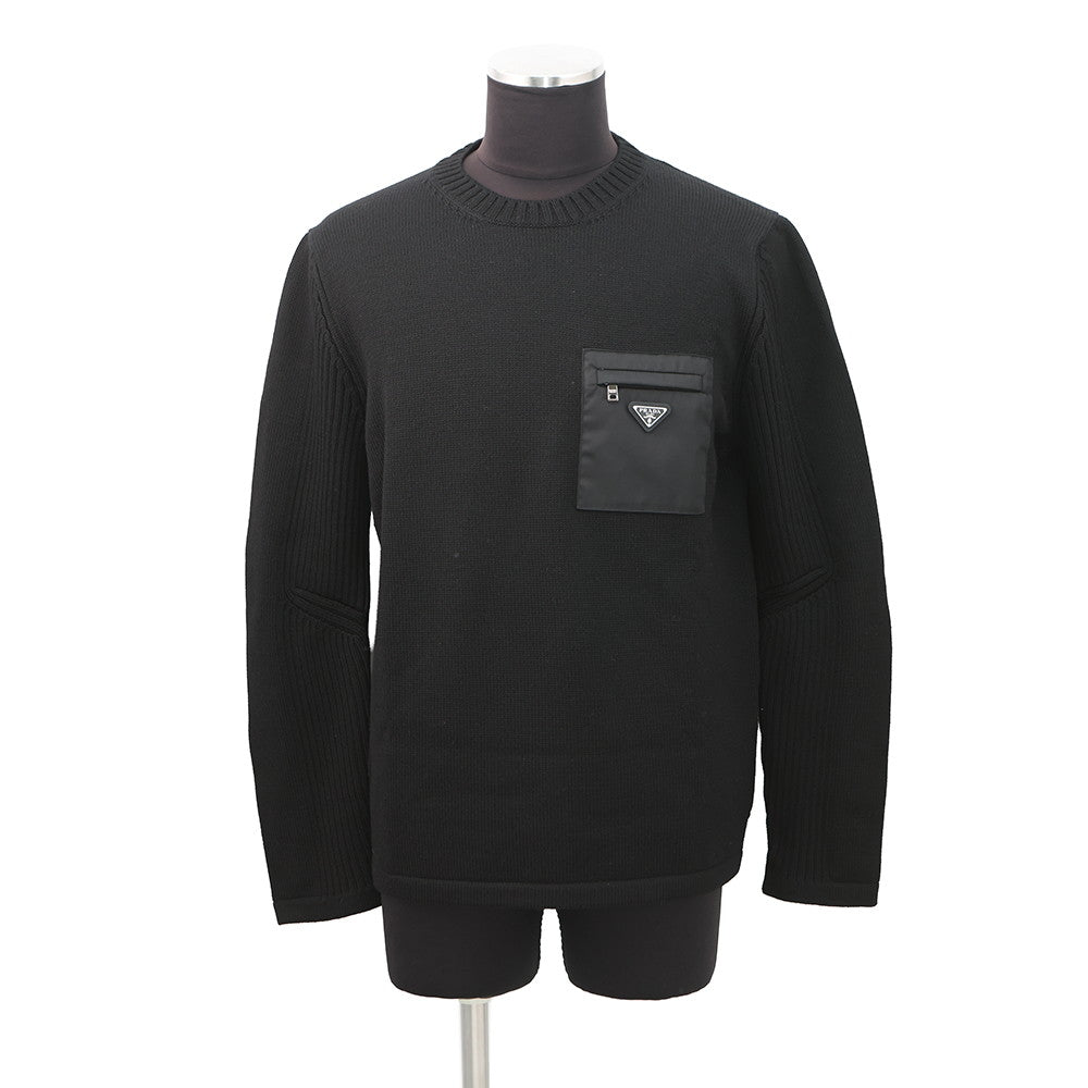 PRADA Triangle Logo Sweater Size 52 BlackUMB049_1W4X_F0002_S_202 Wool100%