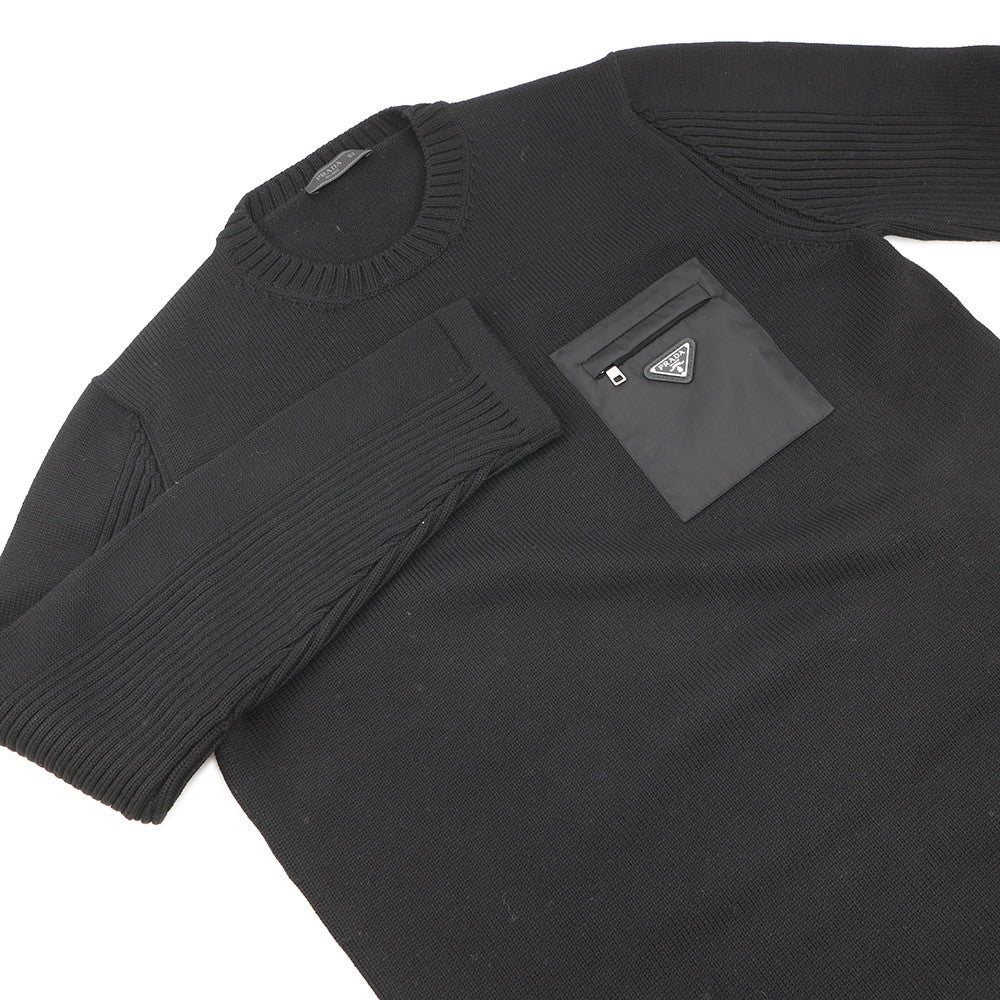 PRADA Triangle Logo Sweater Size 52 BlackUMB049_1W4X_F0002_S_202 Wool100%