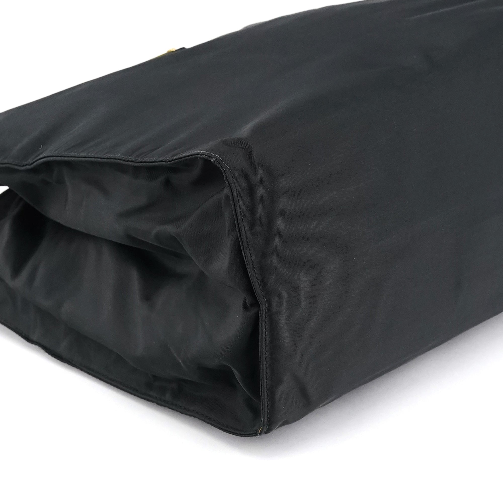 Black Tessuto Metallo Gold Handle Tote Bag