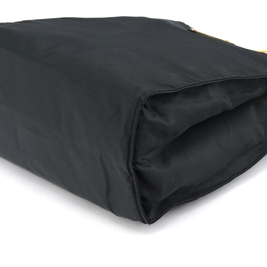 Black Tessuto Metallo Gold Handle Tote Bag