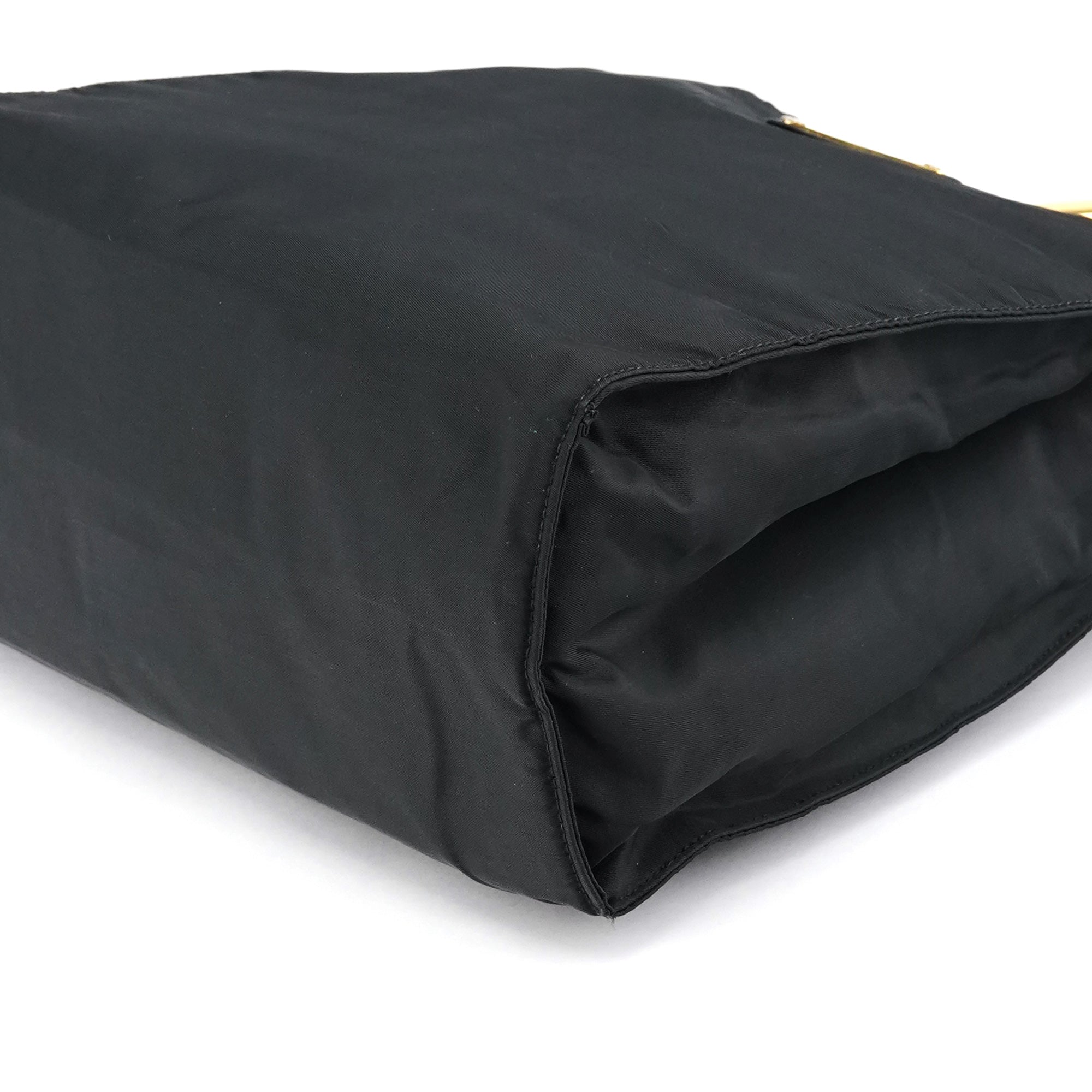 Black Tessuto Metallo Gold Handle Tote Bag
