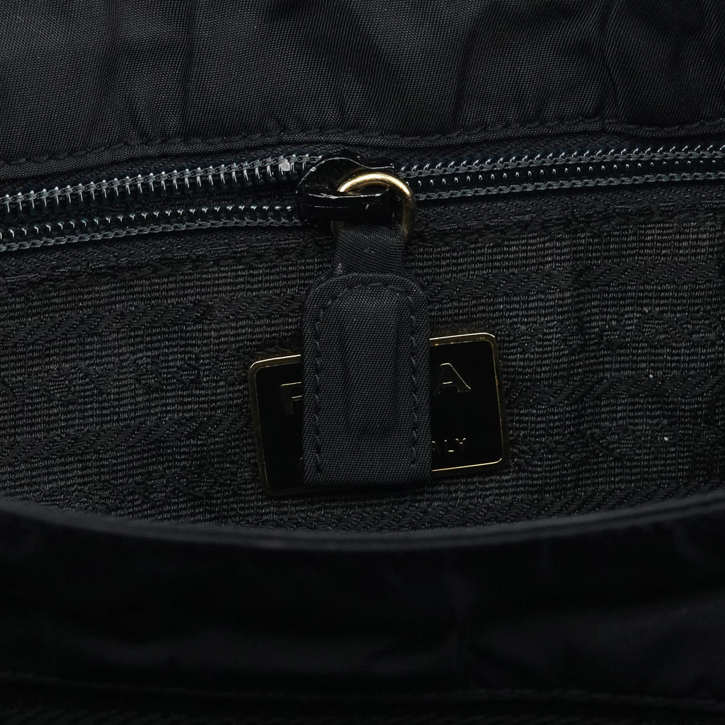 Black Tessuto Metallo Gold Handle Tote Bag