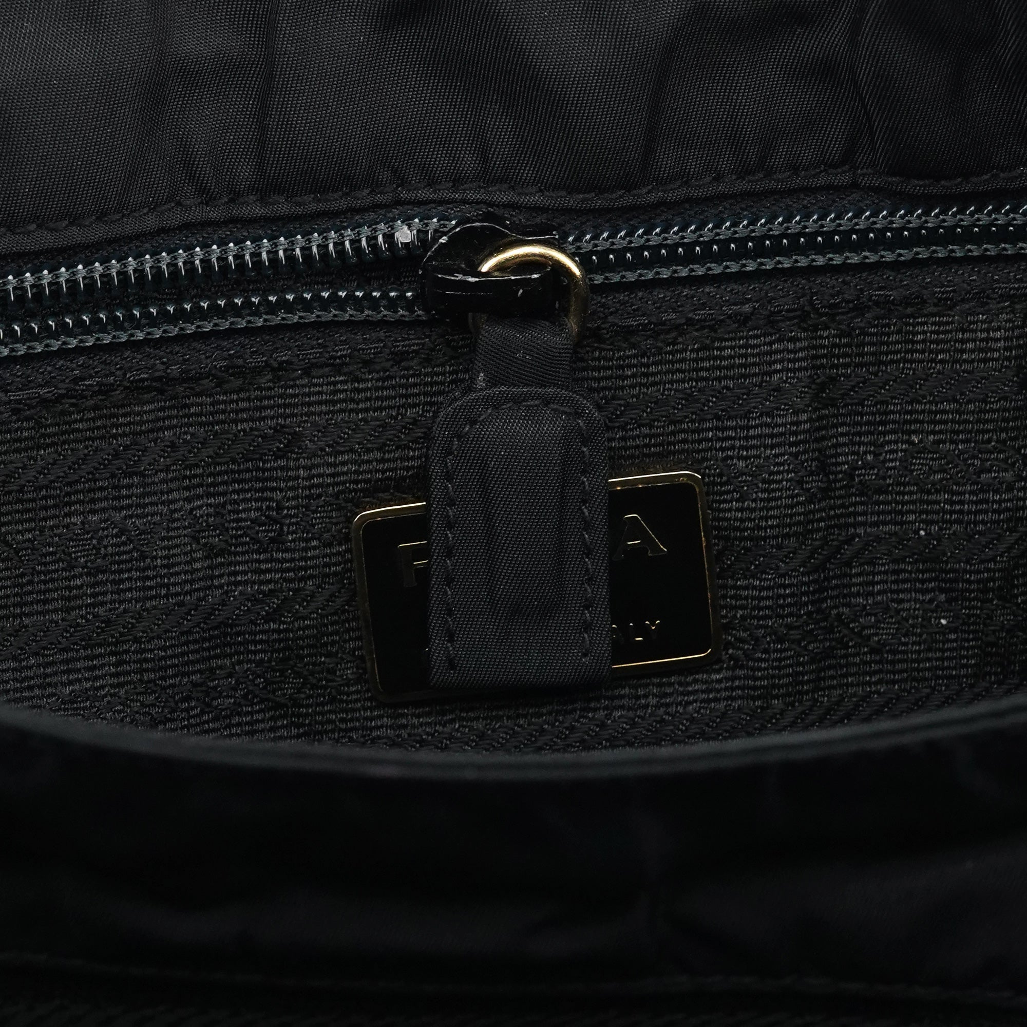 Black Tessuto Metallo Gold Handle Tote Bag