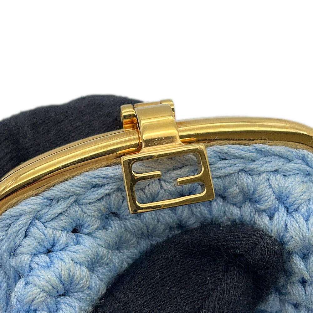FENDI Kiss Lock Coin purse Light Blue8M0454 AFGX Cotton
