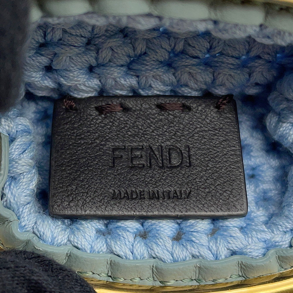 FENDI Kiss Lock Coin purse Light Blue8M0454 AFGX Cotton