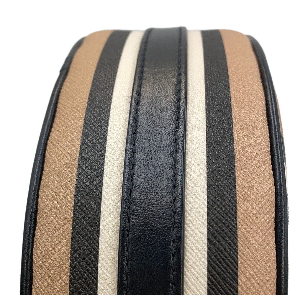 BURBERRY Icon Stripe Louise Shoulder Bag Beige/Black/White8051846 PVC Leather