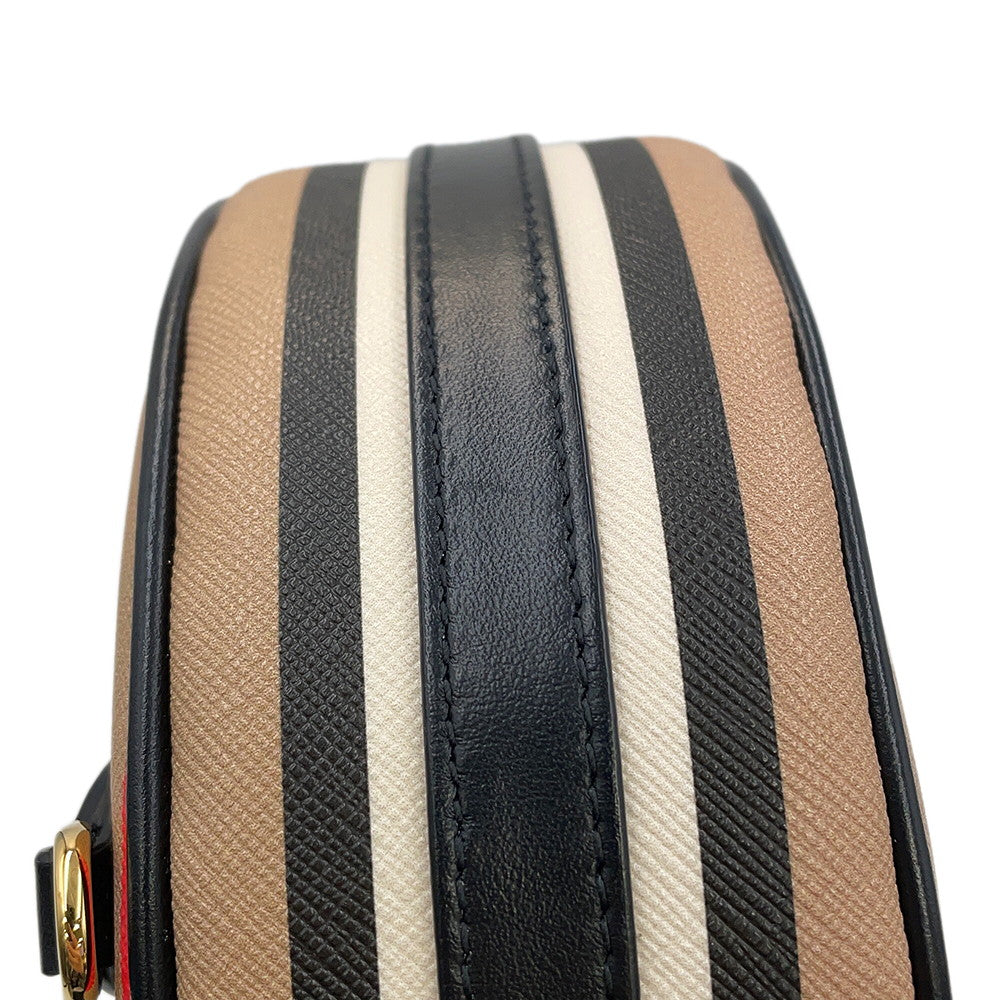 BURBERRY Icon Stripe Louise Shoulder Bag Beige/Black/White8051846 PVC Leather