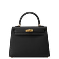 HERMES Kelly Sellier Black Epsom Size 25