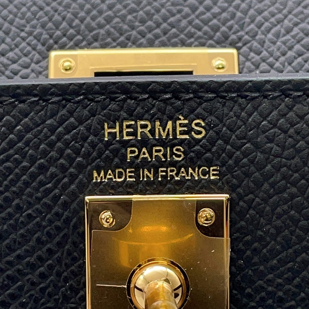 HERMES Kelly Sellier Black Epsom Size 25