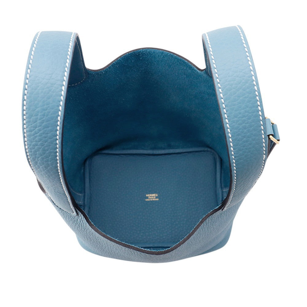 HERMES Picotin Lock New Blue Jean Taurillon Clemence Size PM