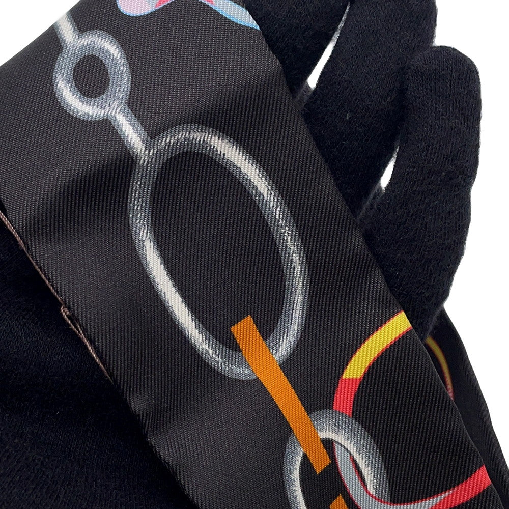 HERMES Twilly Dore・Boucle DO RE BOUCLES Black/Rose/Multicolor Silk100%