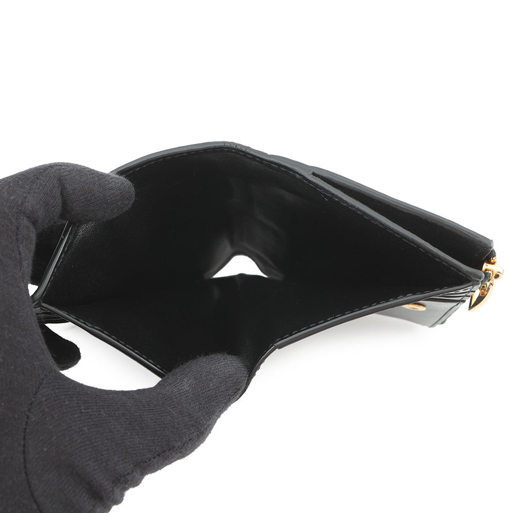 Bottega Veneta Padded Bi-fold Compact Wallet Black Lambskin