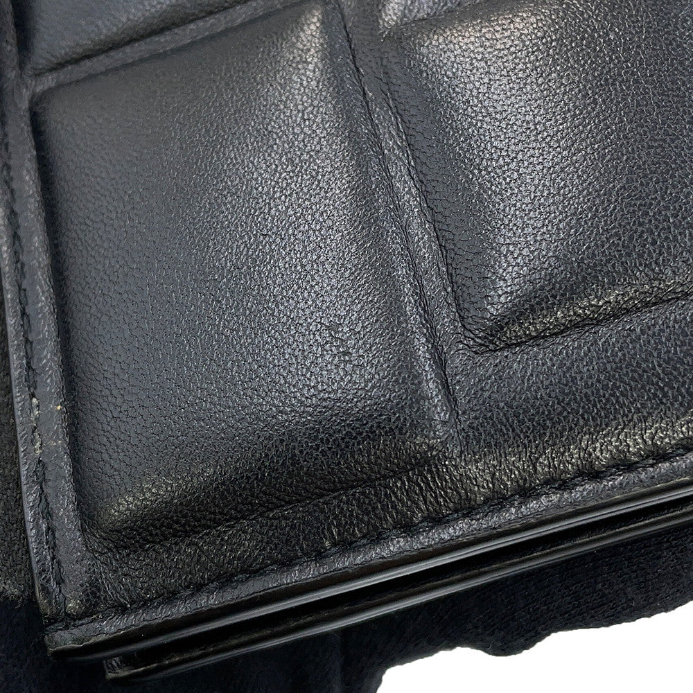 Bottega Veneta Padded Bi-fold Compact Wallet Black Lambskin