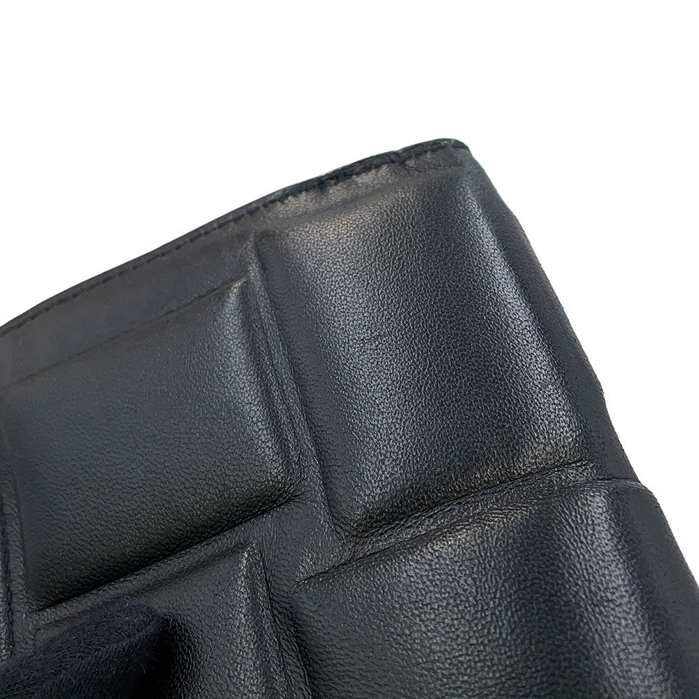 Bottega Veneta Padded Bi-fold Compact Wallet Black Lambskin